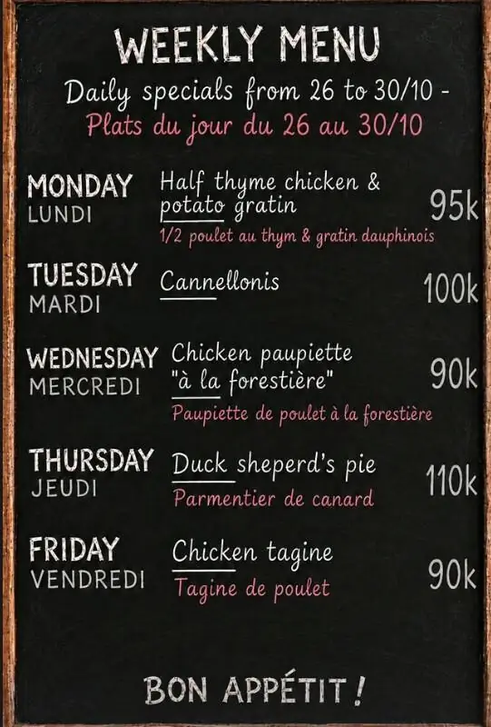 Weekly Lunch Set Menu