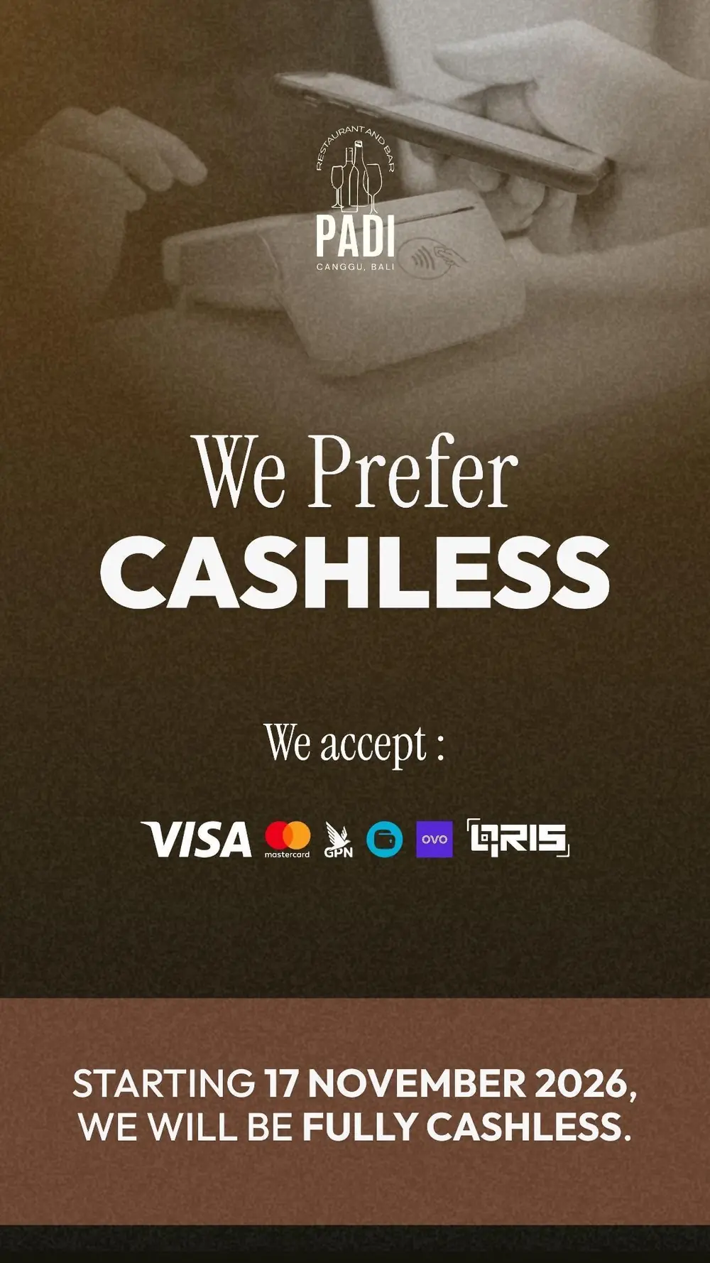 Fully Cashless Announcement