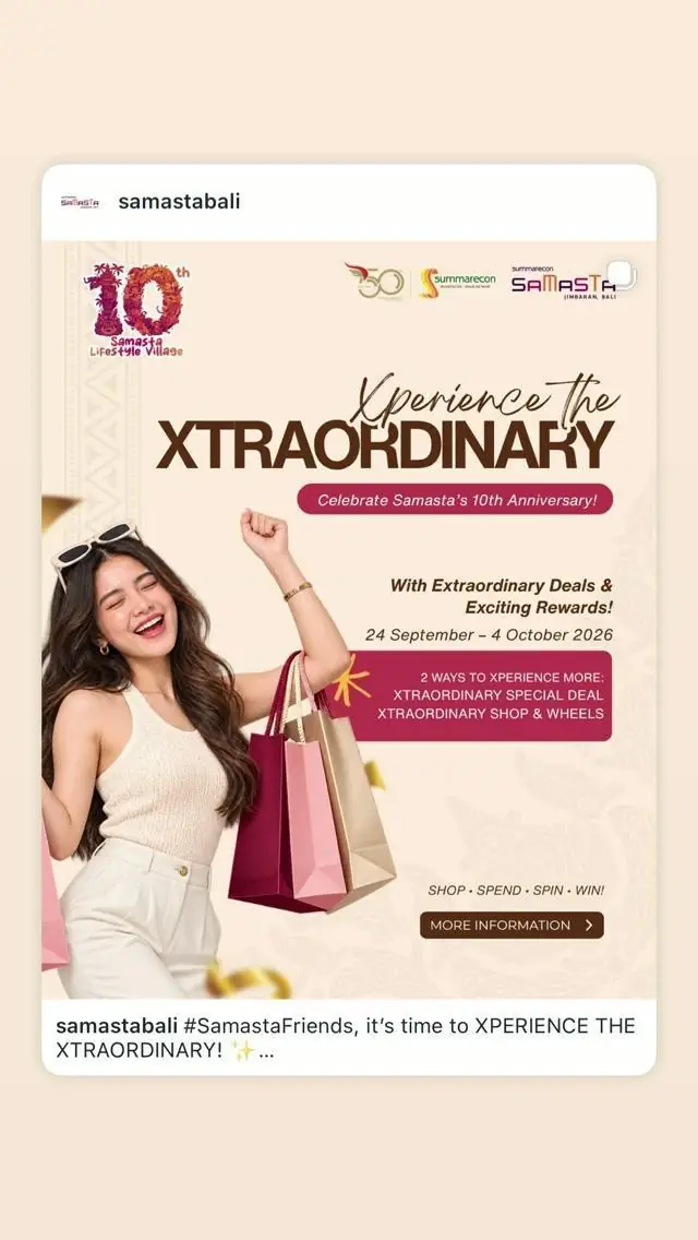 Samasta 10th Anniversary: Xperience the Xtraordinary at Samasta Bali