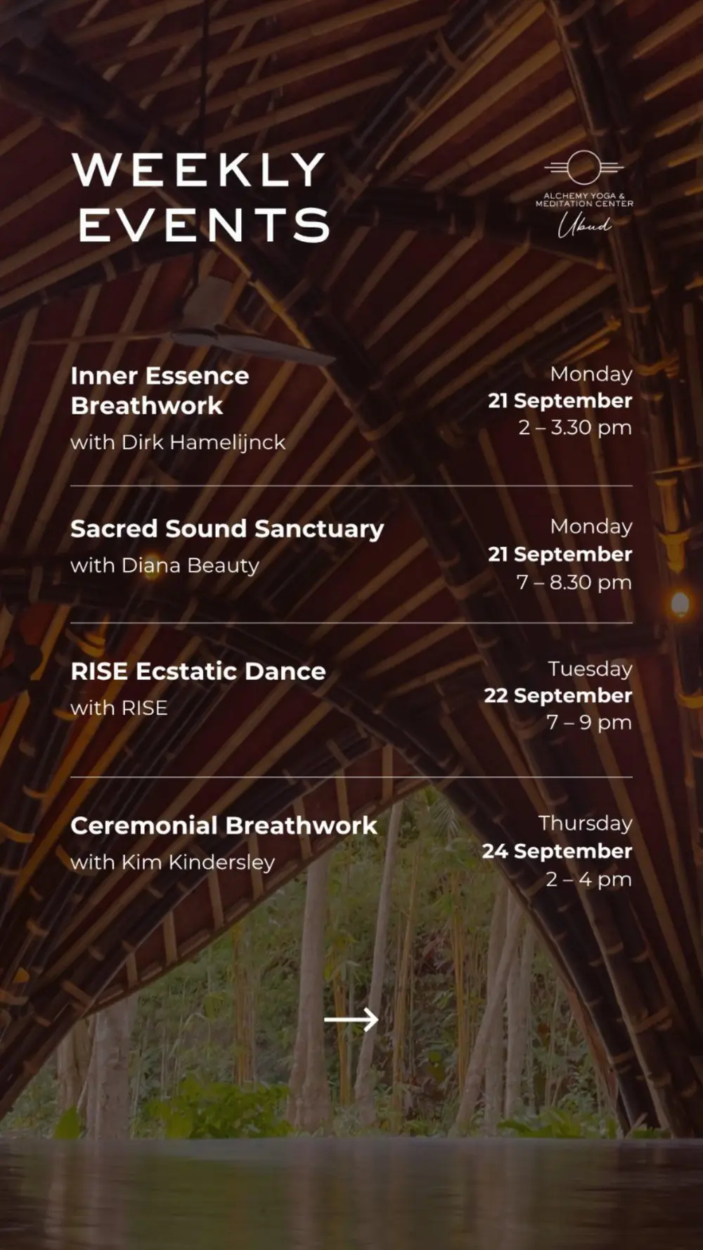 This Week at Alchemy Yoga & Meditation Center at Alchemy Ubud