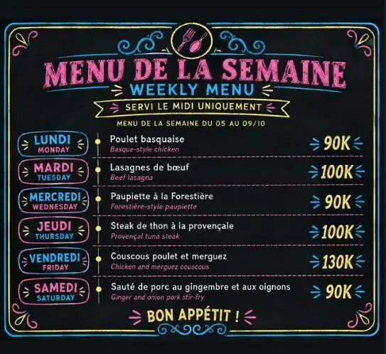 Weekly Lunch Set Menu