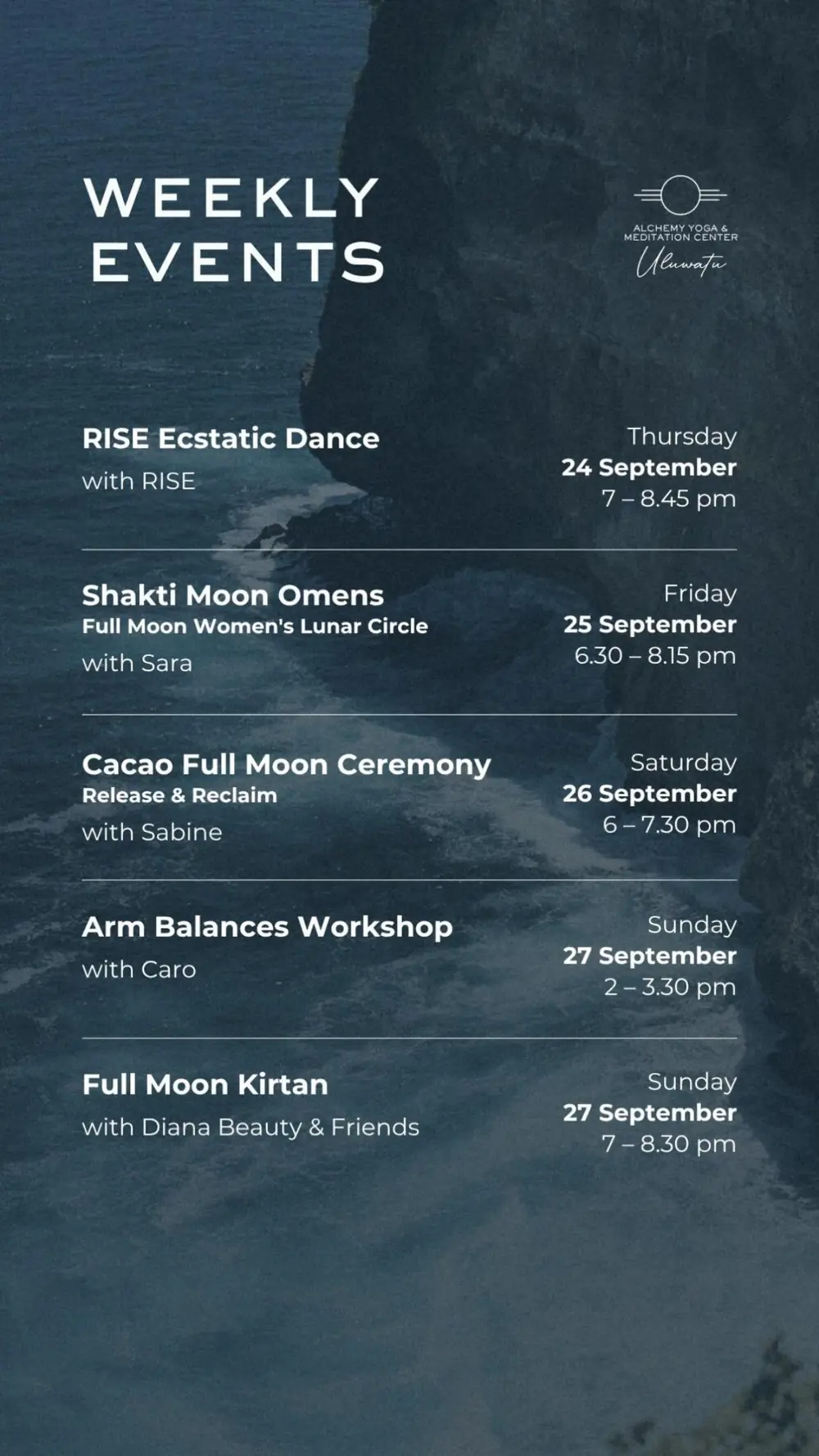 This Week at Alchemy Yoga & Meditation Center at Alchemy Uluwatu